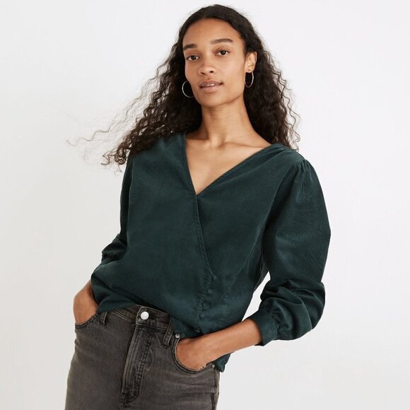 Madewell Tops - madewell Corduroy Kinston Side-Button Wrap Top green size small